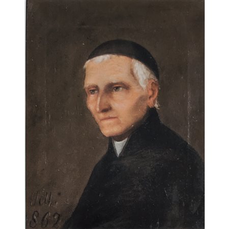 ANONIMO - RITRATTO DI PRELATO 40X33 OLIO SU CARTONE (1862)