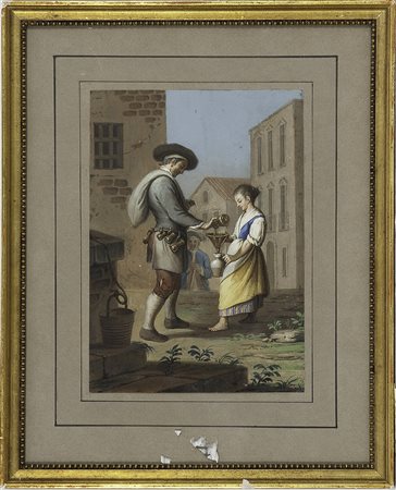 Xavier (Saverio) Della Gatta (1758-1828) L'oliandolo Tempera su carta cm...