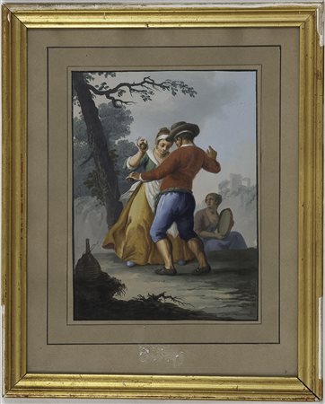 Xavier (Saverio) Della Gatta (1758-1828) Tarantella Tempera su carta cm...