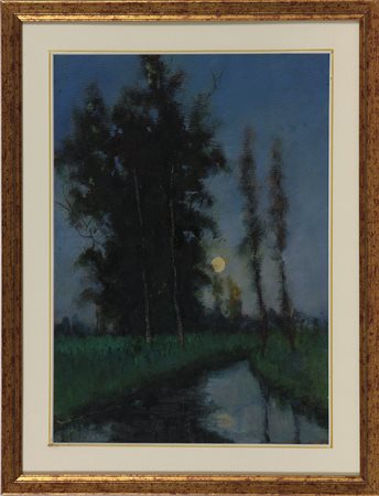 Giovanni Colmo (1867-1947) Paesaggio fluviale Olio su cartone intavolato cm....