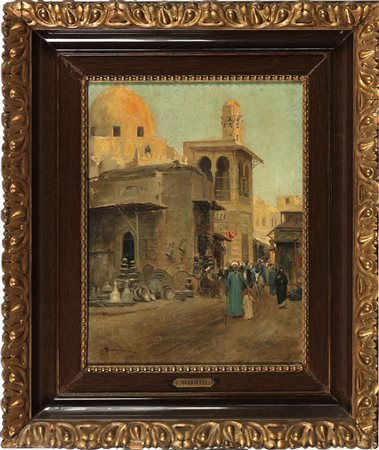 Adolfo Scarselli (1866-1945) Il Cairo Olio su tela cm 46x35 Firma in basso a...