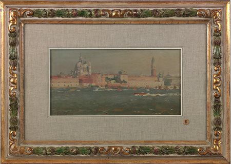 Giovanni Barbisan (1914-1988) Venezia, 1971 Olio su cartone cm 20x40 Firma in...