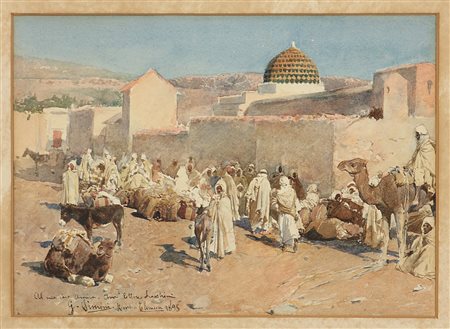 Gustavo Simoni (1845-1926) Ricordi di Tlemcen, 1895 Acquarello su carta cm...