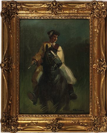 Istvan Burchard Belavary (1864-1933) Senza titolo Olio su tela cm 44x33 Firma...