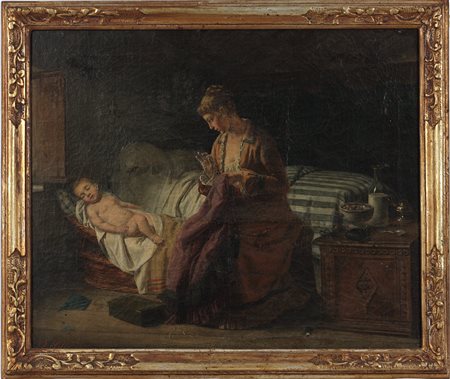 Giovan Battista Lelli (1827-1887) Senza titolo Olio su tela cm 58x70 Firma in...