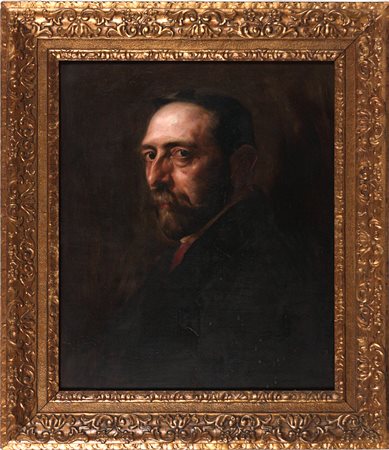 Bertalan Karlovszky (1858-1939) Senza titolo Olio su tavola cm 54x45 Firma in...