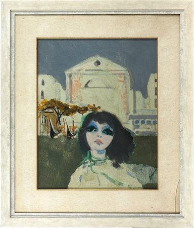 Renato Borsato (1927) Il traghetto Olio su tela cm 50x40 Firma in basso a destra