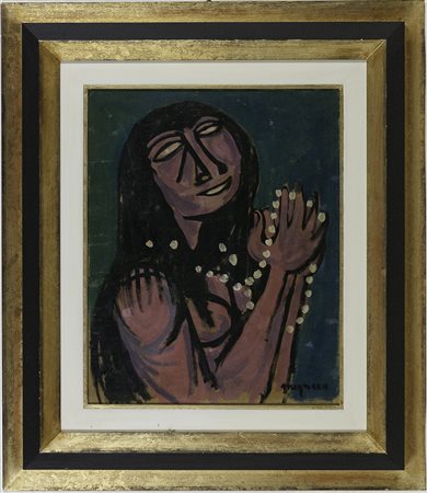 Giuseppe Migneco (1908-1997) Senza titolo Tecnica mista carta intelata cm...