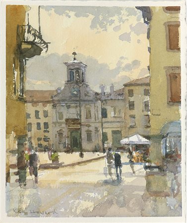 Ken Howard (1932-2022) Senza titolo Acquarello su carta cm 30x25 Firma in...