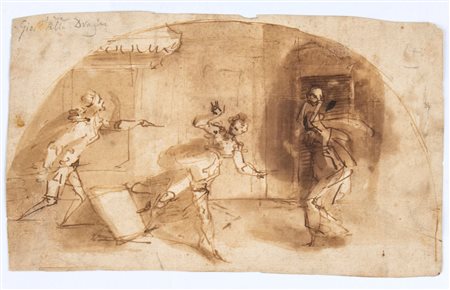 Giovanni Battista Draghi (Genova 1657-Piacenza 1712) Recto: Studio di scena...
