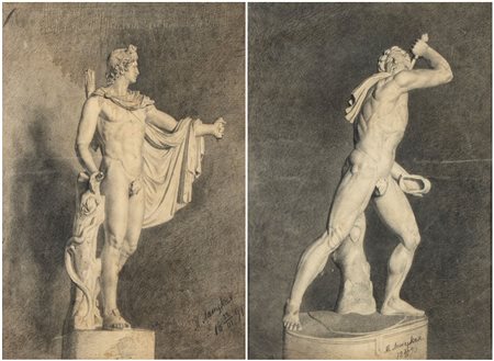 Artista russo, seconda metà XIX secolo () a) Apollo del Belvedere; b) Galata...