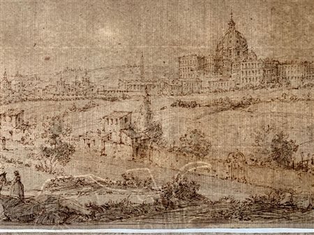Gaspar van Wittel (seguace di) (Amersfoort 1653-Roma 1736) Veduta di Roma da...