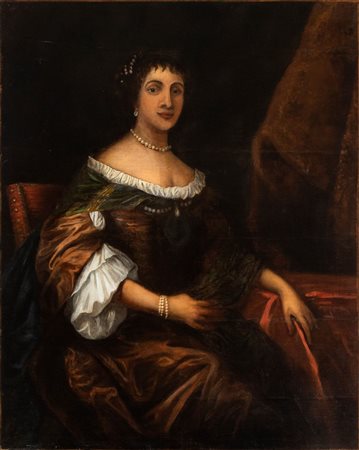 Artista attivo a Roma, XVIII secolo () Ritratto di nobildonna con collana e...