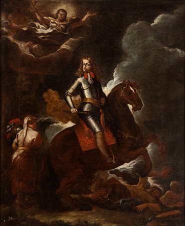 Luca Giordano (bottega di) (Napoli 1634-1705) Ritratto equestre di Carlo II