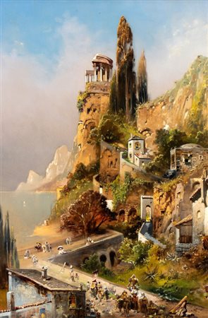 Robert Alott (Graz 1850-Vienna 1910) Veduta di Positano
