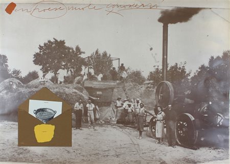 Pozzati Concetto Senza titolo fotolitografia con applicaziomni, cm. 50x70,...