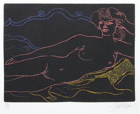 Gentilini Franco Figura di donna litografia su carta, es. 83/100, cm. 35x50...