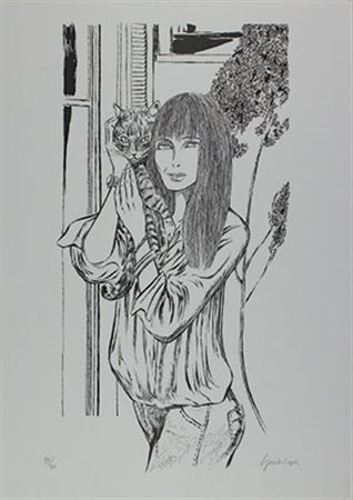 Crepax Guido Bianca e il gatto litografia su carta, cm 70x50, es. 91/100...