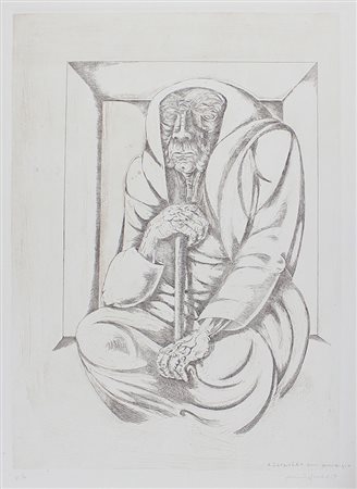 Migneco Giuseppe Senza titolo incisione su carta, cm 69,5x49,5, es. prova...