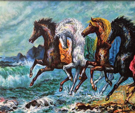 Gonzaga Giovan Francesco Corsieri sulla battigia, 2004 serigrafia materica su...