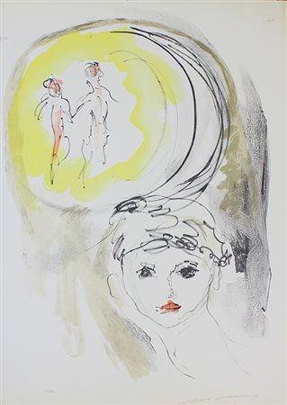 Treccani Ernesto Figure litografia su carta, cm. 70x50, es. 31/75 firmata in...