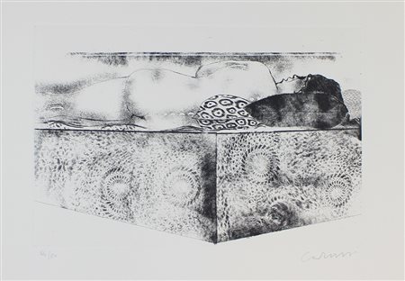 Caruso Bruno Ragazza distesa, 1968 acquaforte su carta, cm. 50x70, es. 54/80...
