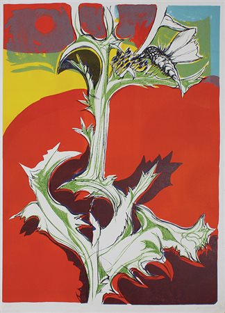 Guerricchio Luigi Fiore, 1970 litografia a colori su carta, cm. 70x50, es....