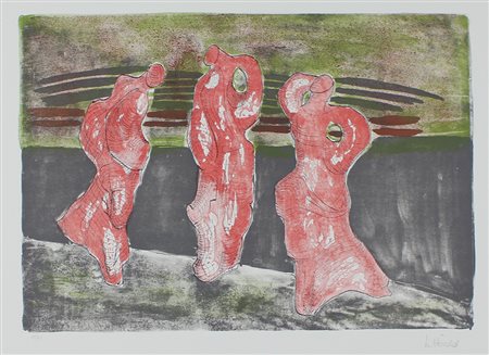 Herold Max Le tre Grazie, 1975 litografia a 4 colori su carta, cm. 50x70, es....
