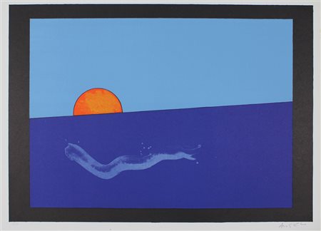 Angeli Franco Può sorgere il sole ad occidente, 1975 litografia a 5 colori su...