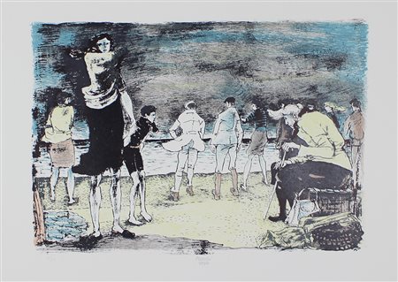 Mucchi Gabriele Attesa dei pescatori, 1977 litografia a 5 colori su carta,...