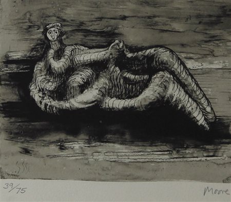 Moore Henry Reclining woman, 1977 litografia su carta, cm. 50x40, es. 39/75...