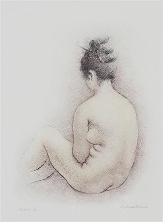 Messina Francesco Nudo rosa, 1985 litografia su carta, cm. 70x50, es....