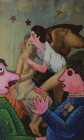 Baj Enrico Amore e psiche multiplo polimaterico e applicazioni su carta, cm....