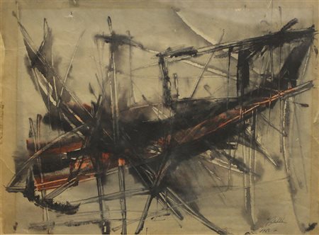 Anonimo Senza titolo, 1963 tecnica mista su carta, cm. 33x49 firma...