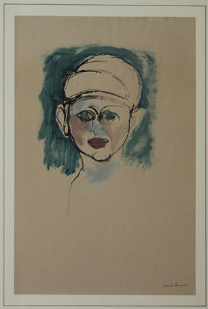 Treccani Ernesto Testa di ragazzo tecnica mista su carta, cm. 50x35 firmata...