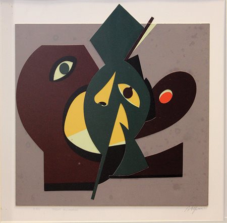 Alfieri Attilio Immagine dell'inconscio collage di cartoncini colorati su...