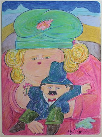 Tapparini Ugo Personaggi tecnica mista su carta, cm. 76x56 firmata in basso a...