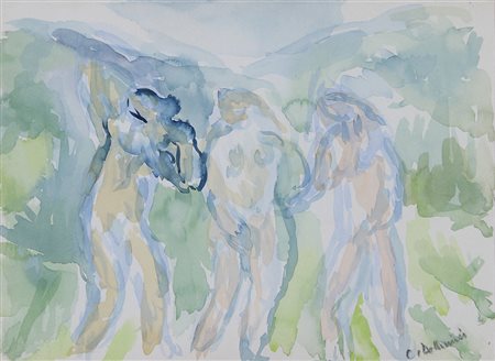 De Amicis Cristoforo Nudi, acquarello su carta, cm 22x30 firmato in basso a...