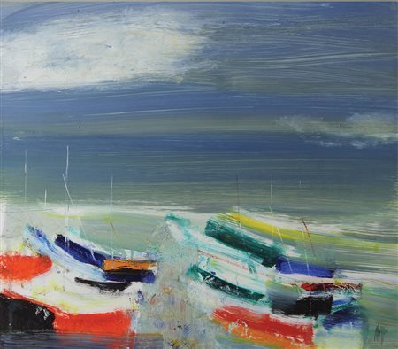 Magazzini Salvatore Baratti olio su cartoncino, cm. 40x50 firmato in basso a...