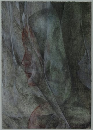 Bertè Carlo Senza titolo tempera su cartoncino, cm 25x17,5 firmata in basso a...