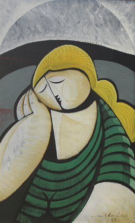 Di Carlo Vittorio Maria Una figura, 1977 olio su tela, cm. 45x65 firmato e...