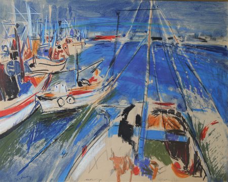 Morago Grado, 1971 pastelli su carta applicata su tela, cm. 35x50 firmato in...