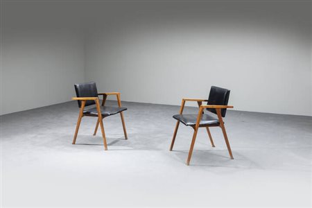 FRANCO ALBINI<BR>Coppia di poltroncine mod. Luisa
