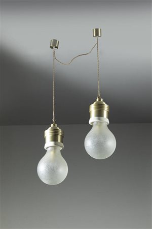 FONTANA ARTE, attribuito<BR>Coppia di lampade a sospensione