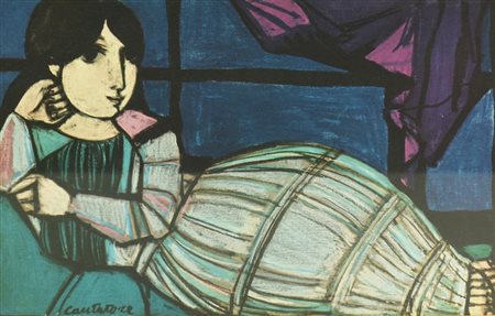 Domenico Cantatore ODALISCA riproduzione fotolitografica su carta, cm 20x28...