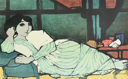 Domenico Cantatore ODALISCA riproduzione fotolitografica su carta, cm 26x40...