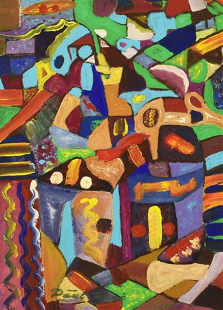 Paul Rene' SENZA TITOLO olio su tela applicata su cartone, cm 35x25 firma