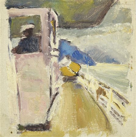 Enrico Allimandi IL PAMFILO tecnica mista su frammento di tela, 15x15 cm...