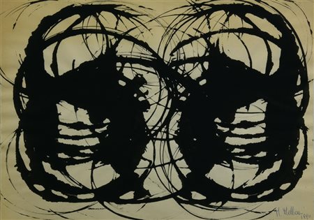 Maria Melloni COMPOSIZIONE, 1990 inchiostro su carta, cm 30x40 firma e data