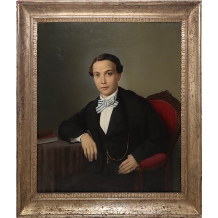 Giuseppe Patania (Palermo 1780-Palermo 1852)  - Ritratto di giovane, 1850